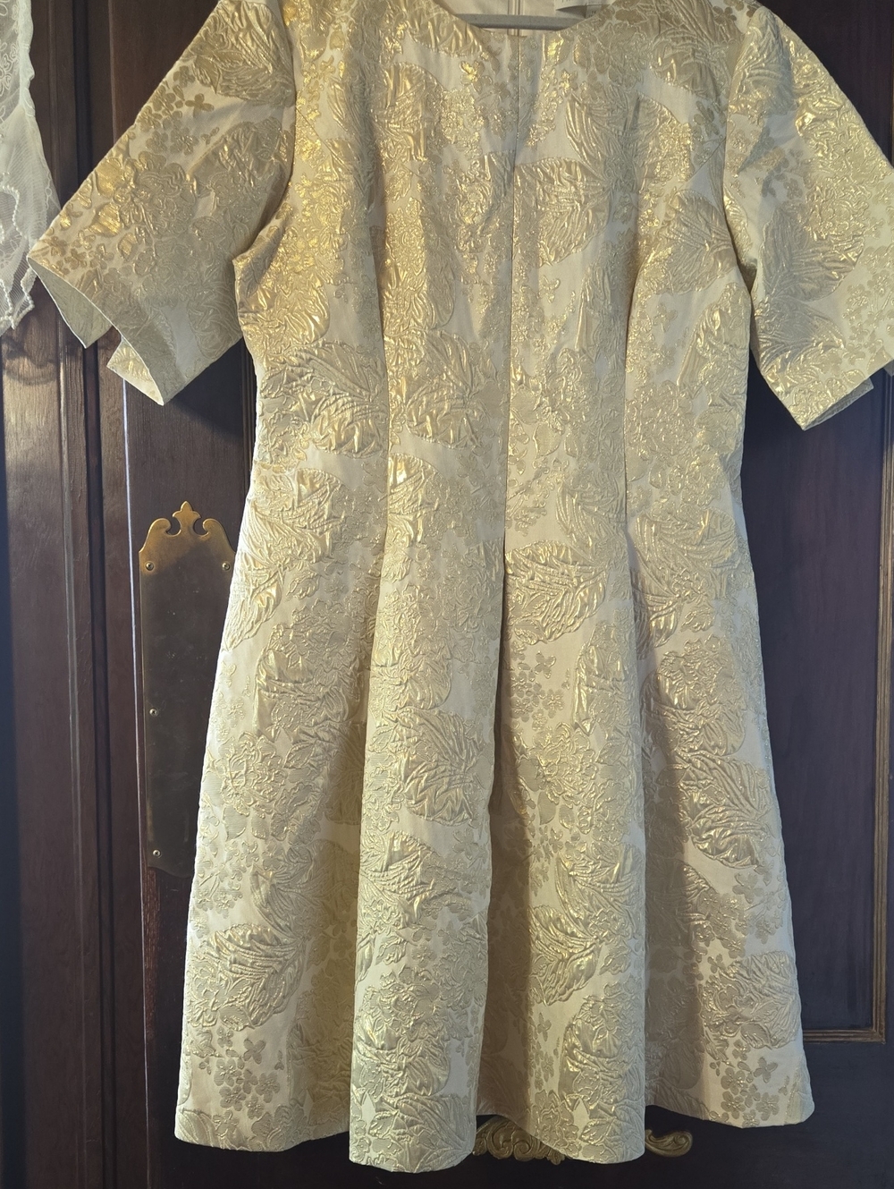 Gold Brocade Preston And York Fit-and-Flare Dress